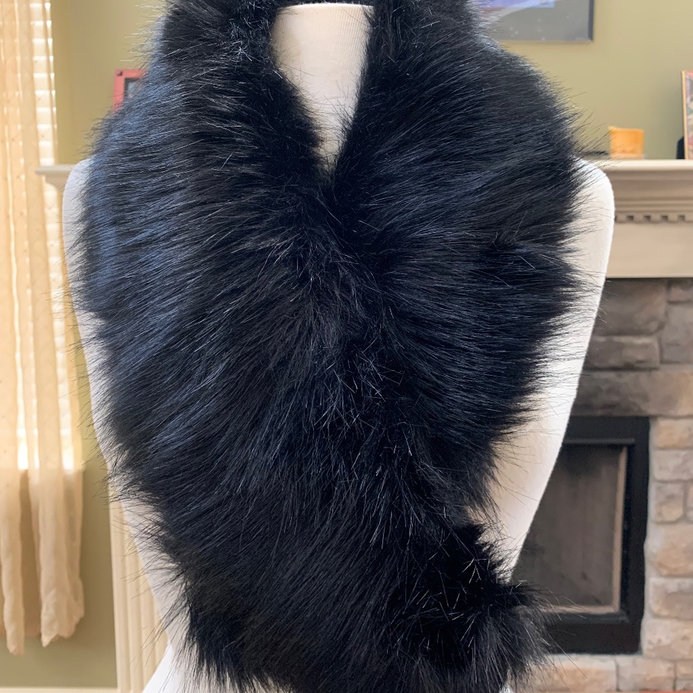 Black Faux Fur Stole